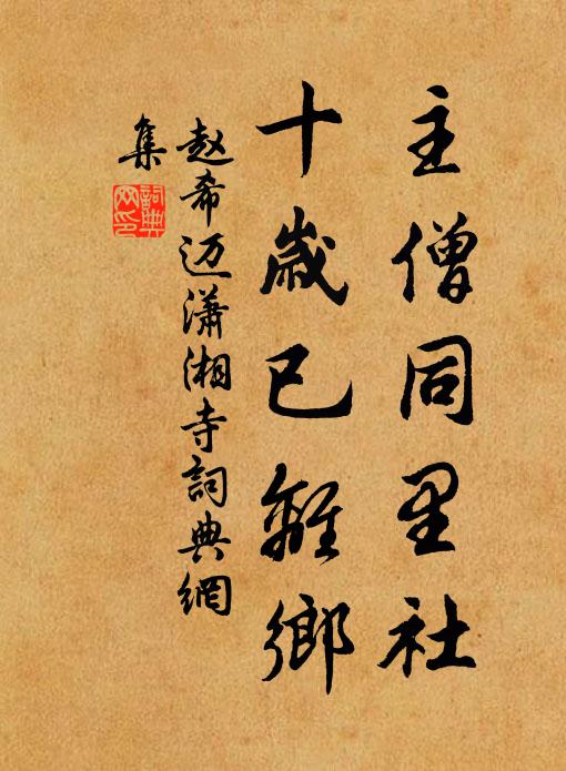 赵希迈主僧同里社，十岁已离乡书法作品欣赏