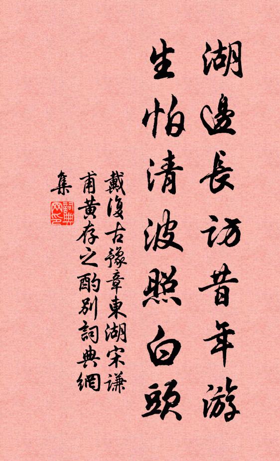 戴复古湖边长访昔年游，生怕清波照白头书法作品欣赏