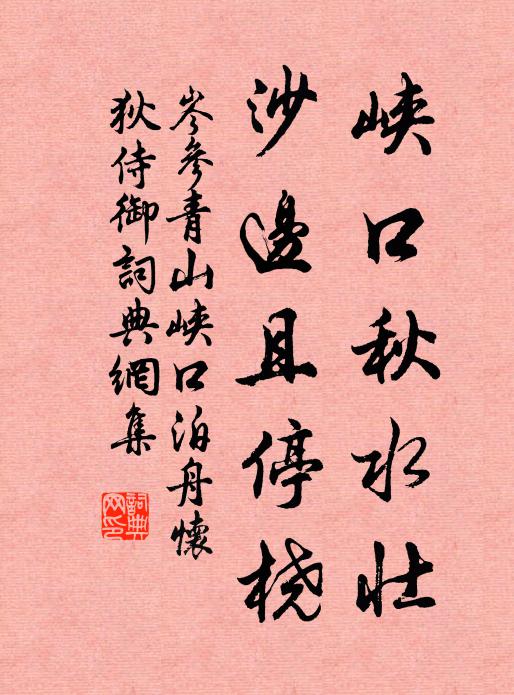岑参峡口秋水壮，沙边且停桡书法作品欣赏