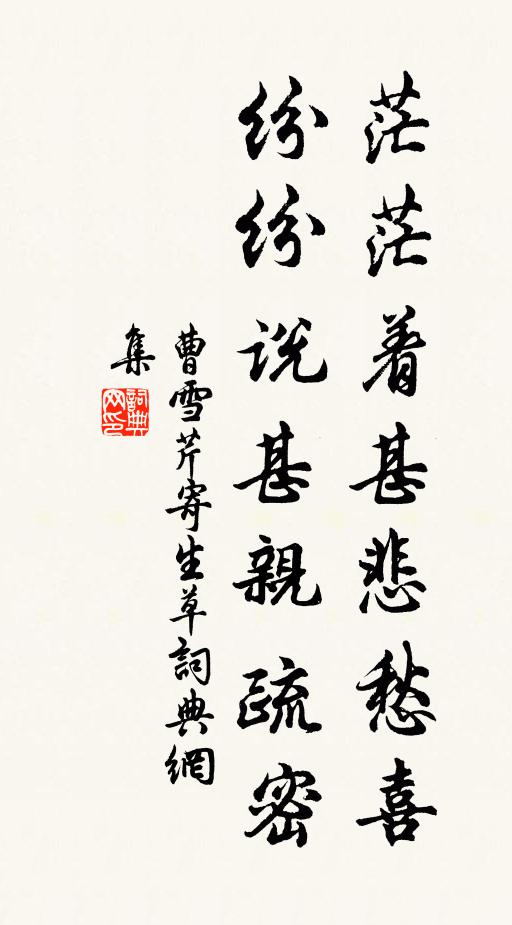 曹雪芹茫茫着甚悲愁喜？纷纷说甚亲疏密书法作品欣赏