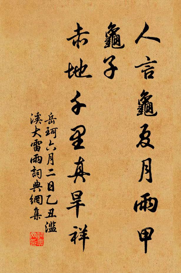岳珂人言龟夏月雨甲龟子，赤地千里真旱祥书法作品欣赏