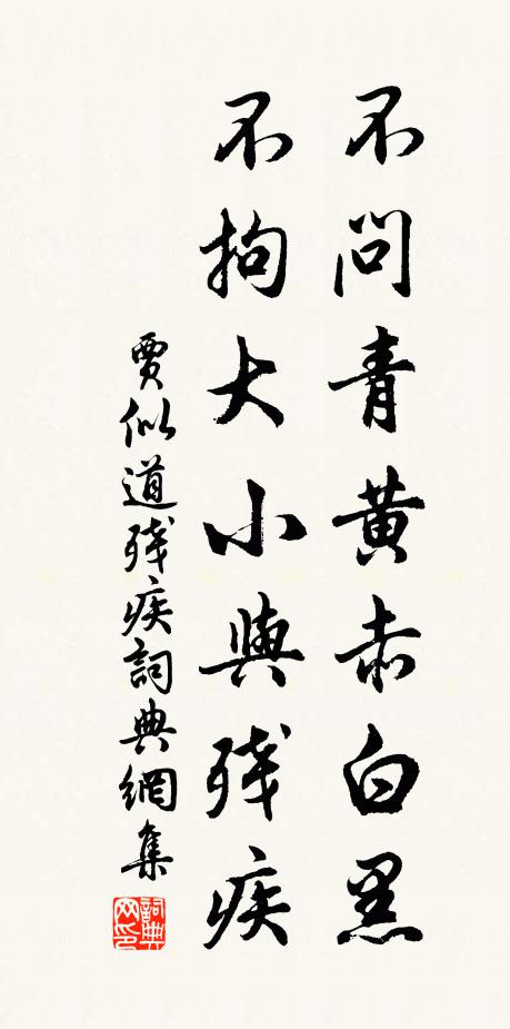 贾似道不问青黄赤白黑，不拘大小与残疾书法作品欣赏