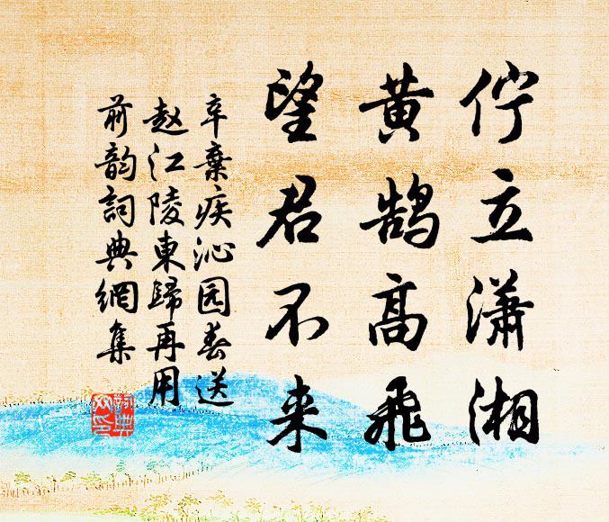 辛弃疾伫立潇湘，黄鹄高飞，望君不来书法作品欣赏