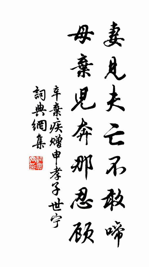 辛弃疾妻见夫亡不敢啼，母弃儿奔那忍顾书法作品欣赏