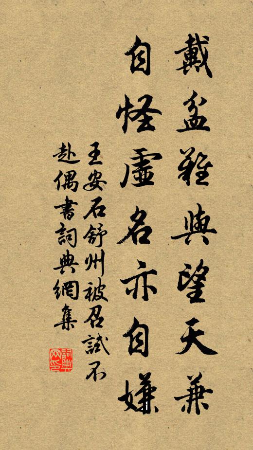 王安石戴盆难与望天兼，自怪虚名亦自嫌书法作品欣赏