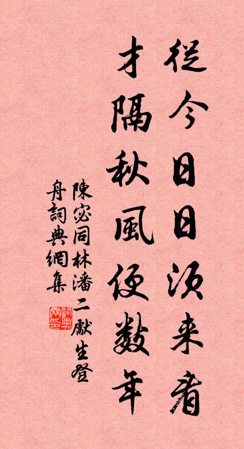 陈宓从今日日须来看，才隔秋风便数年书法作品欣赏