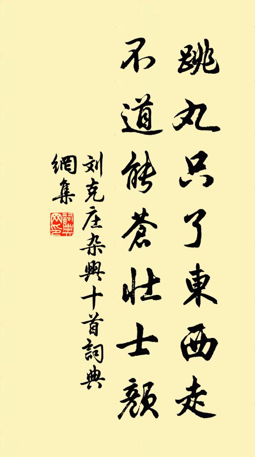 刘克庄跳丸只了东西走，不道能苍壮士颜书法作品欣赏