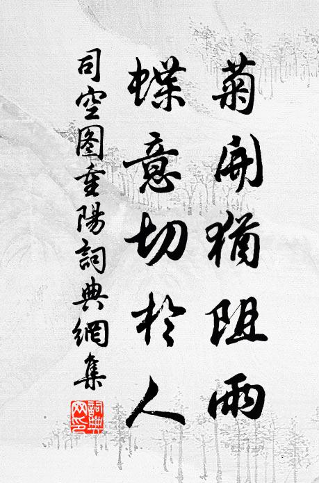 司空图菊开犹阻雨，蝶意切于人书法作品欣赏