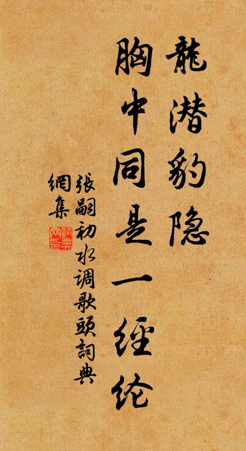 张嗣初龙潜豹隐，胸中同是一经纶书法作品欣赏