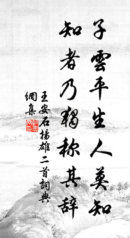 王安石子云平生人莫知，知者乃独称其辞书法作品欣赏
