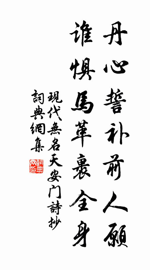 现代无名丹心誓补前人愿，谁惧马革裹全身书法作品欣赏
