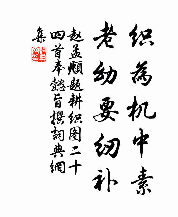 赵孟頫织为机中素，老幼要纫补书法作品欣赏