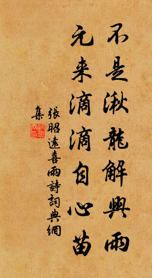 张昭远不是湫龙解兴雨，元来滴滴自心苗书法作品欣赏