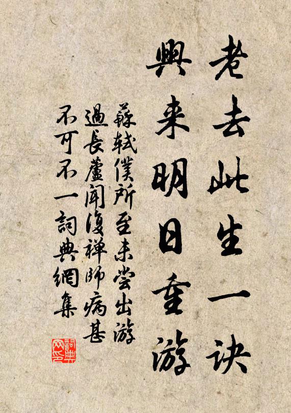 苏轼老去此生一诀，兴来明日重游书法作品欣赏