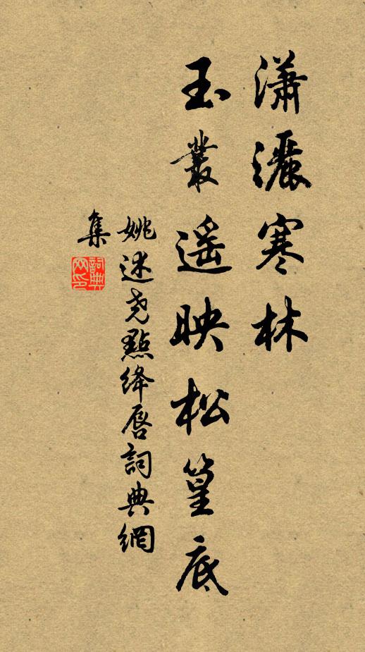 姚述尧潇洒寒林，玉丛遥映松篁底书法作品欣赏