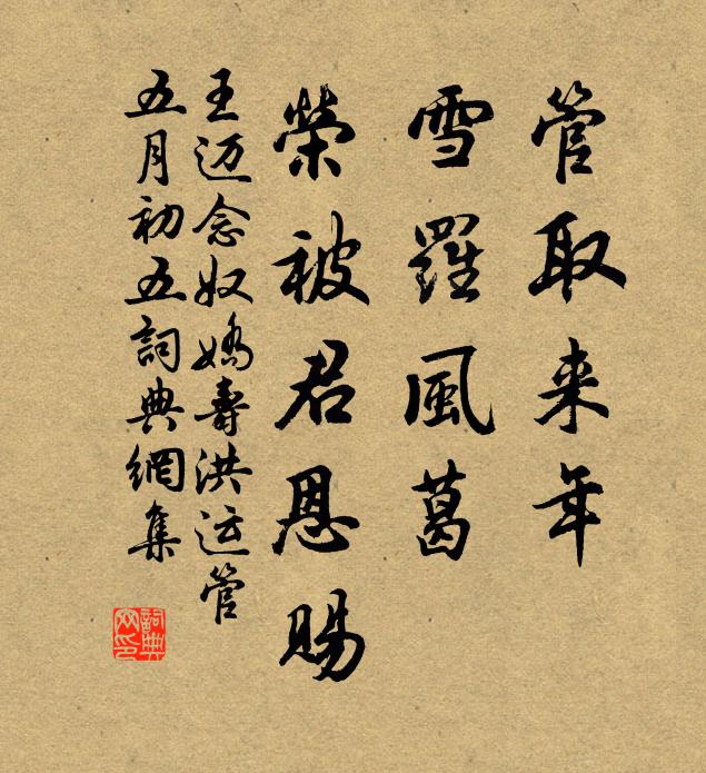 王迈管取来年，雪罗风葛，荣被君恩赐书法作品欣赏