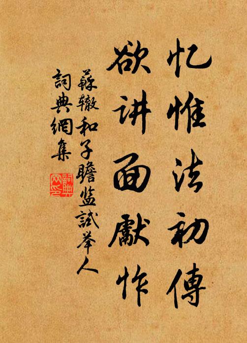 苏辙忆惟法初传,欲讲面先怍书法作品欣赏