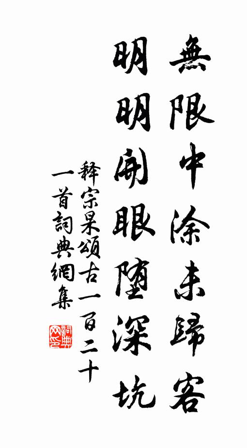 释宗杲无限中涂未归客，明明开眼堕深坑书法作品欣赏