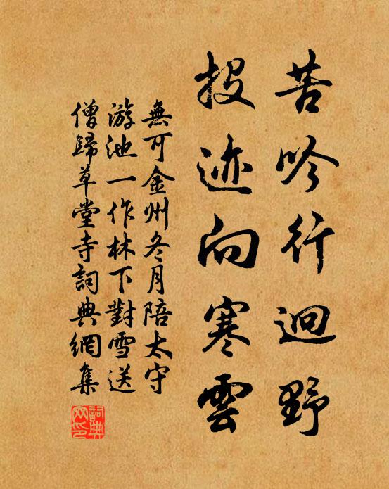 无可苦吟行迥野，投迹向寒云书法作品欣赏