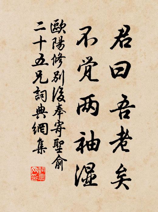 欧阳修君曰吾老矣，不觉两袖湿书法作品欣赏