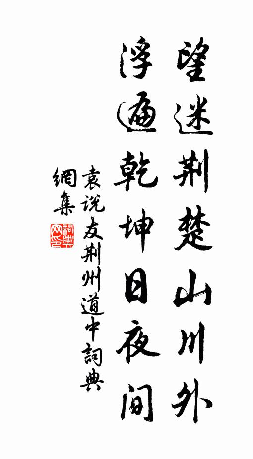 袁说友望迷荆楚山川外，浮遍乾坤日夜间书法作品欣赏