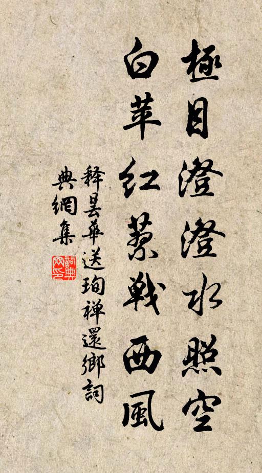 释昙华极目澄澄水照空，白苹红蓼战西风书法作品欣赏