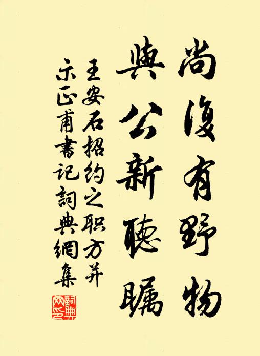 王安石尚复有野物，与公新听瞩书法作品欣赏