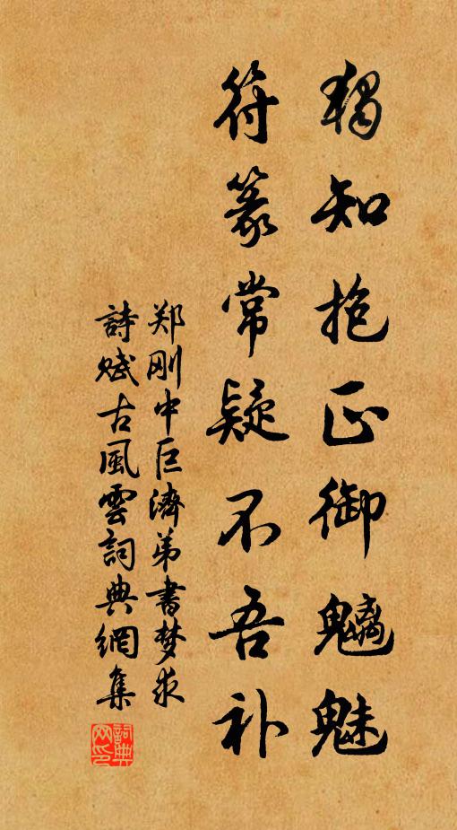 郑刚中独知抱正御魑魅，符篆常疑不吾补书法作品欣赏