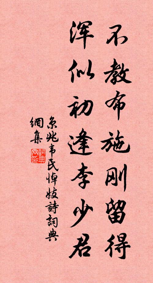 京兆韦氏不教布施刚留得，浑似初逢李少君书法作品欣赏