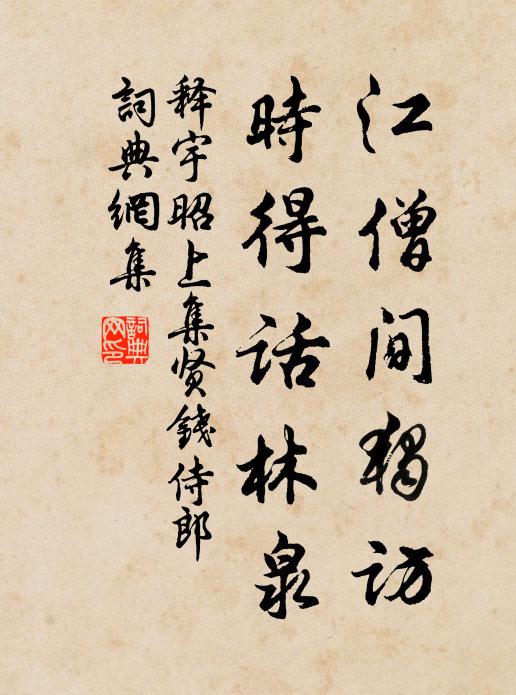 释宇昭江僧间独访，时得话林泉书法作品欣赏