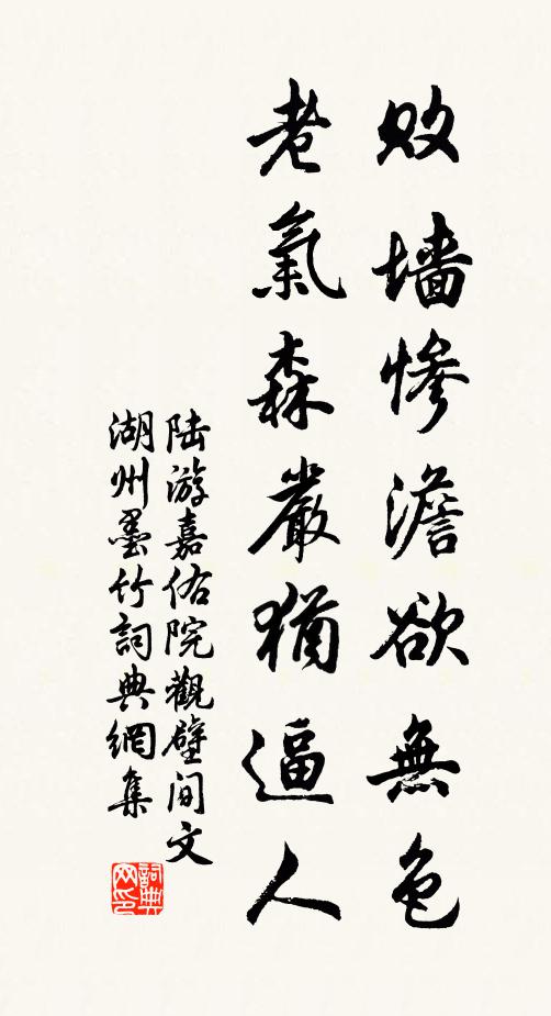 陆游败墙惨澹欲无色，老气森严犹逼人书法作品欣赏