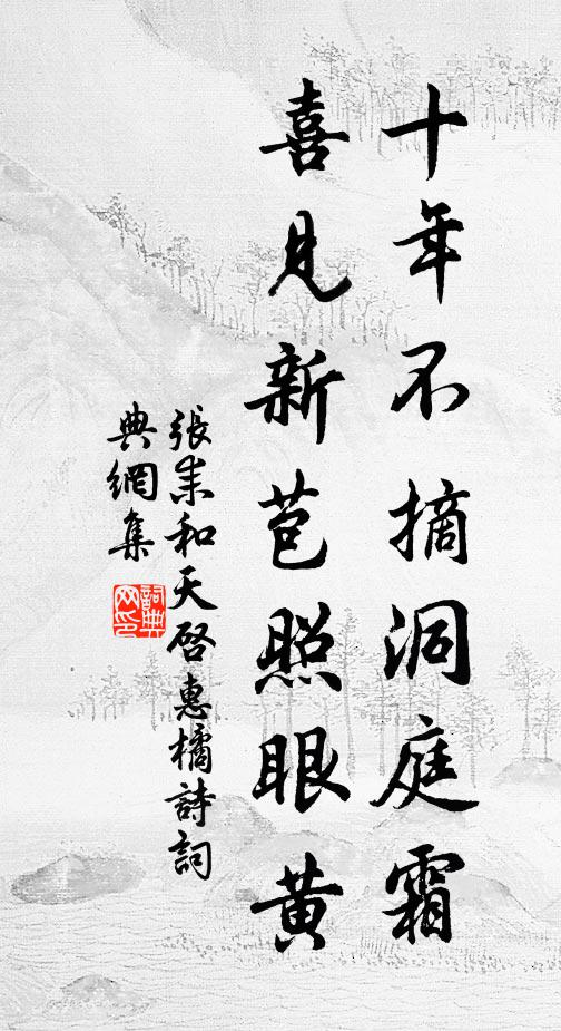 张耒十年不摘洞庭霜，喜见新苞照眼黄书法作品欣赏