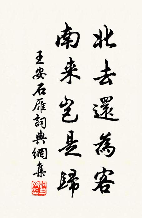 王安石北去还为客，南来岂是归书法作品欣赏