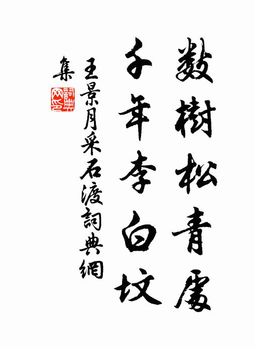 王景月数树松青处，千年李白坟书法作品欣赏