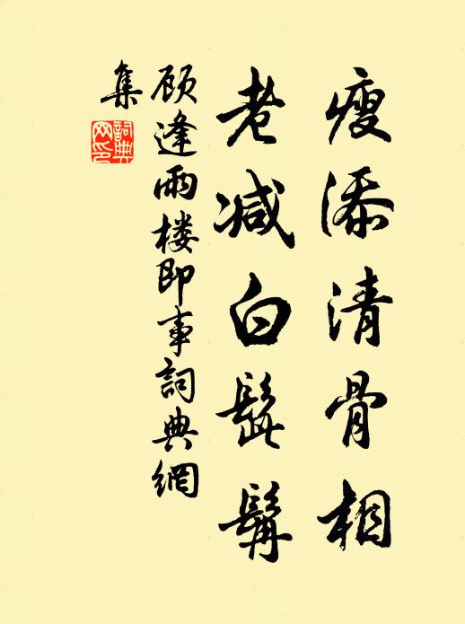 顾逢瘦添清骨相，老减白髭髯书法作品欣赏