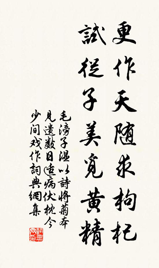 毛滂更作天随求枸杞，试从子美觅黄精书法作品欣赏