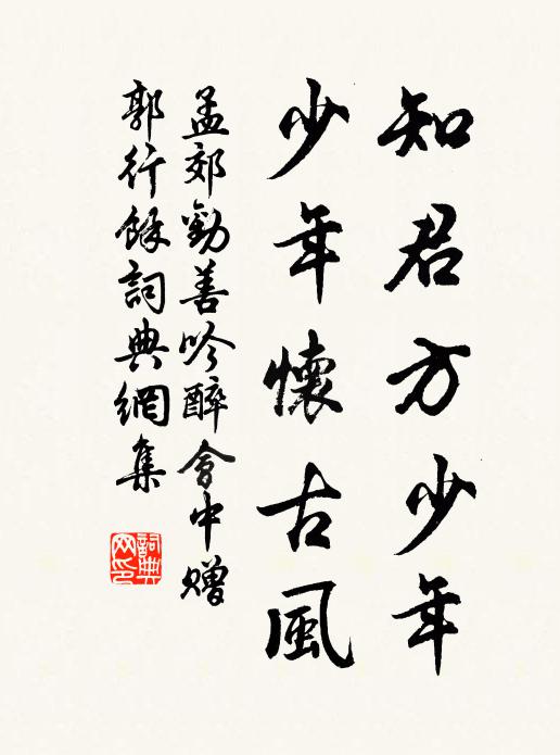孟郊知君方少年，少年怀古风书法作品欣赏