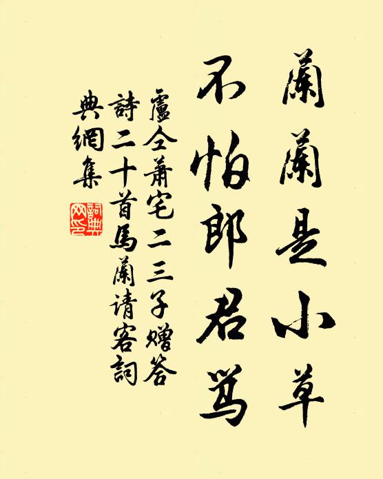 卢仝兰兰是小草，不怕郎君骂书法作品欣赏