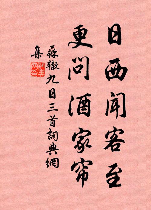 苏辙日西闻客至，更问酒家帘书法作品欣赏