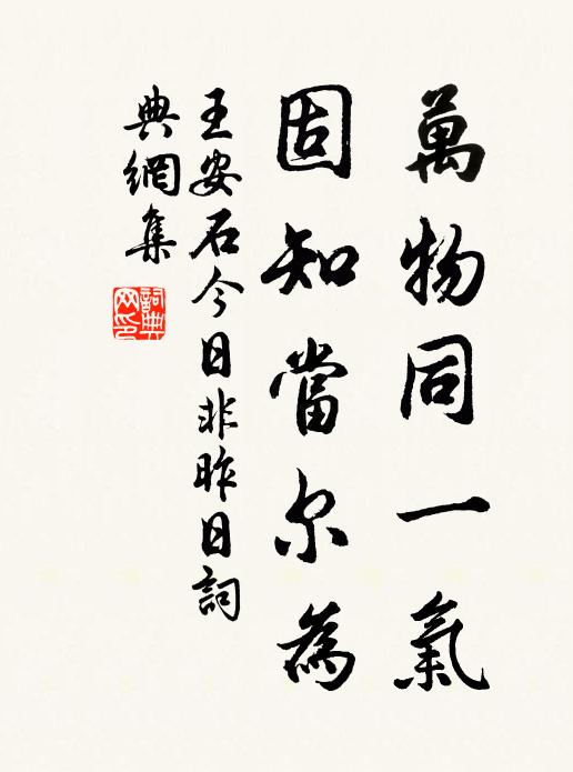 王安石万物同一气，固知当尔为书法作品欣赏