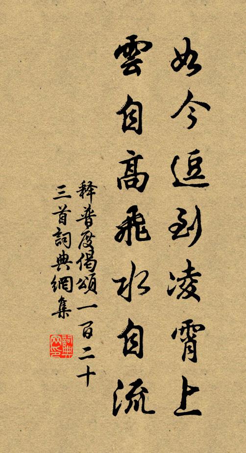 释普度如今逗到凌霄上，云自高飞水自流书法作品欣赏