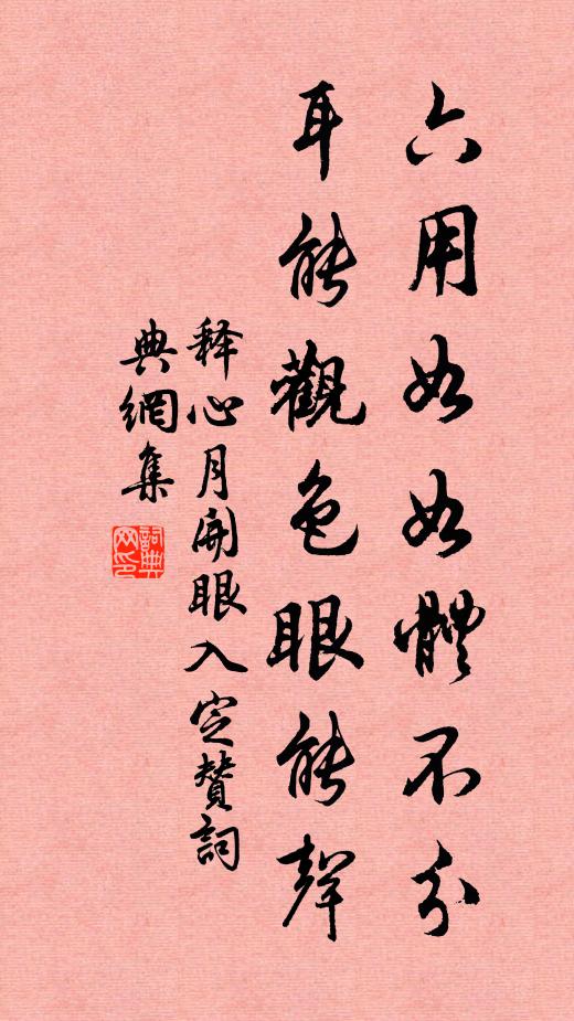 释心月六用如如体不分，耳能观色眼能声书法作品欣赏