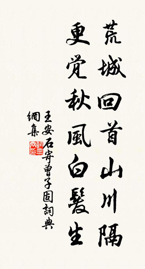 王安石荒城回首山川隔，更觉秋风白发生书法作品欣赏