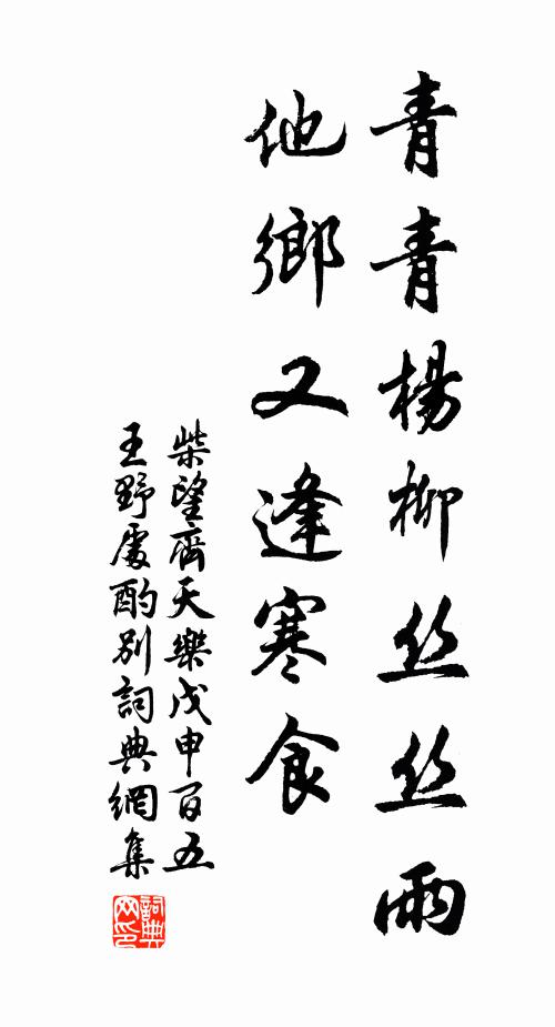 柴望青青杨柳丝丝雨，他乡又逢寒食书法作品欣赏