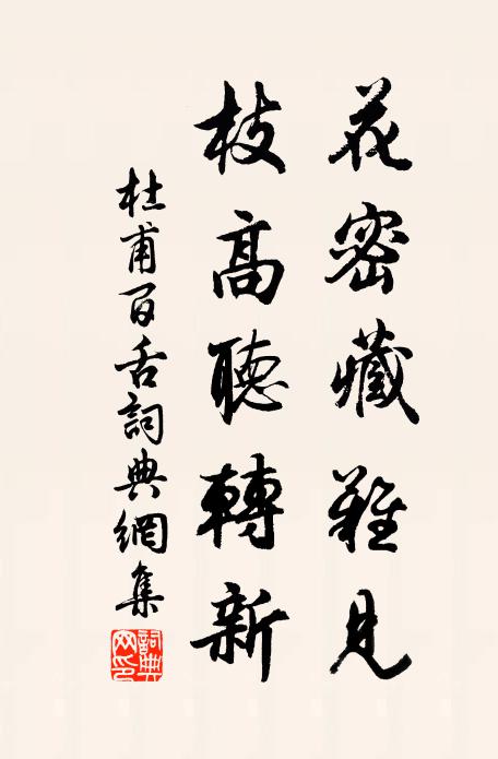 杜甫花密藏难见，枝高听转新书法作品欣赏