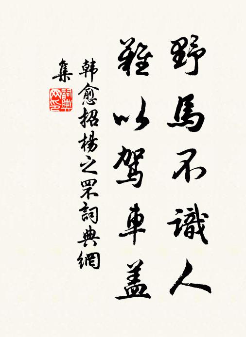 韩愈野马不识人，难以驾车盖书法作品欣赏