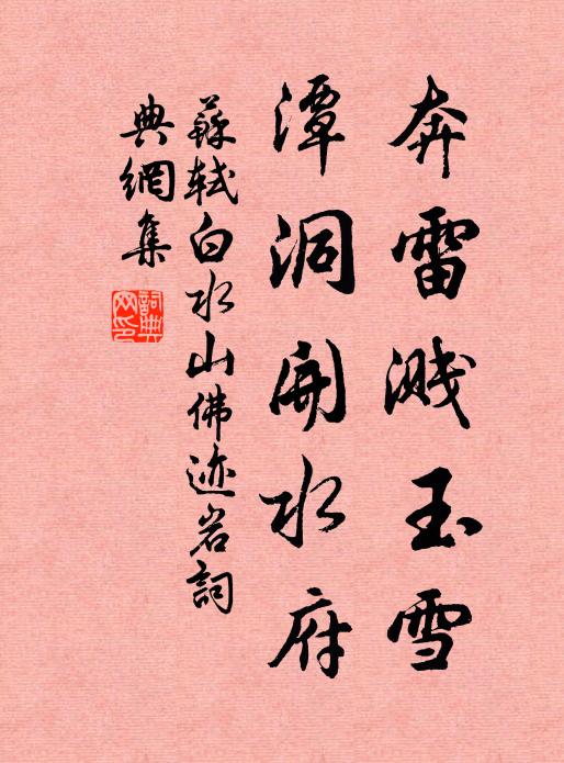 苏轼奔雷溅玉雪，潭洞开水府书法作品欣赏