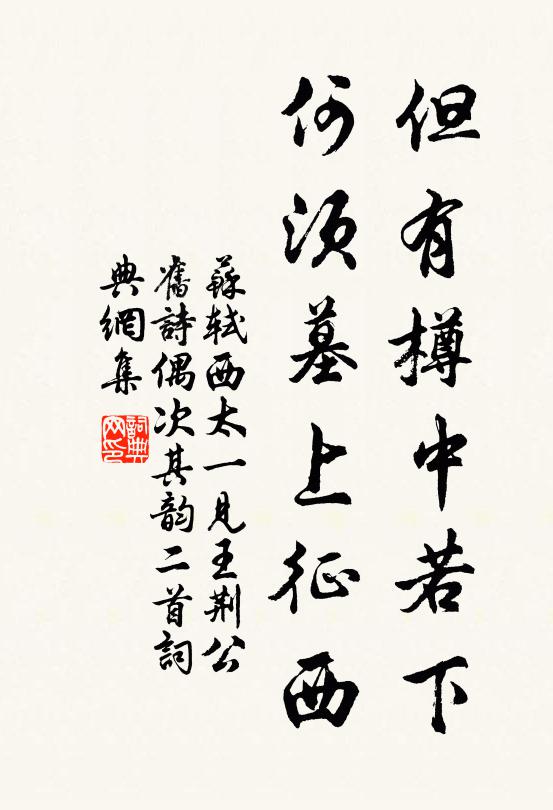 苏轼但有樽中若下，何须墓上征西书法作品欣赏