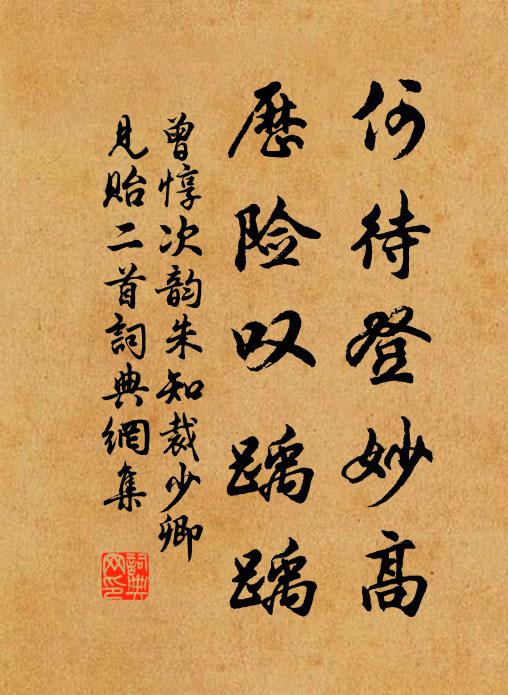 曾惇何待登妙高，历险叹踽踽书法作品欣赏