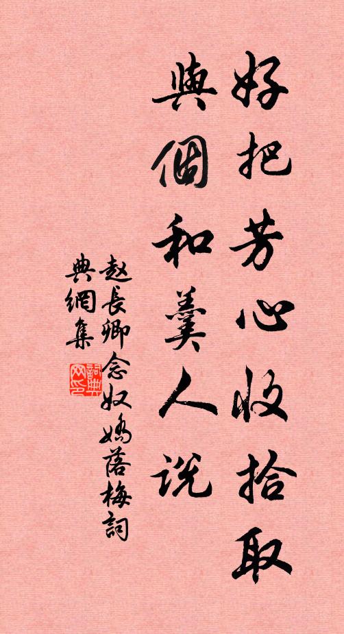 赵长卿好把芳心收拾取，与个和羹人说书法作品欣赏